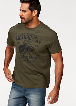 Printed Motorcycle T-Shirt by Arizona