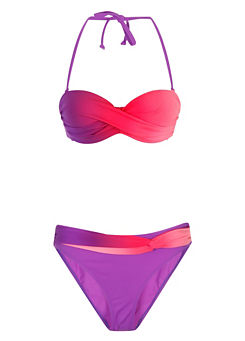 Purple Ombre Underwired Bandeau Bikini by LASCANA