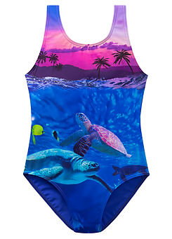 Purple Print Turtle Swimsuit by bpc bonprix collection