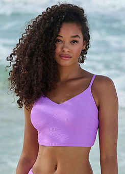 Purple Textured Pattern Cropped Bikini Top by Sunseeker