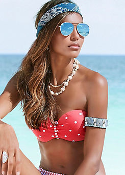 Red Polka Dot Underwired Bandeau Bikini Top by s.Oliver