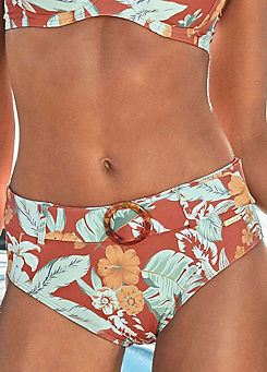 Red Print High Waist Bikini Bottom by Sunseeker