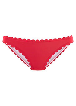 Red Scalloped Edge Bikini Briefs by LASCANA