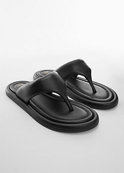 Sam Leather Toe Post Padded Sandals by Mango