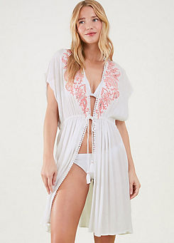 Shell Embroidered Tie Waist Kaftan by Accessorize