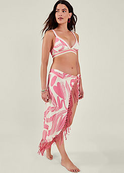 Squiggle Print Fringe Sarong by Accessorize