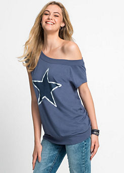Star Print T-Shirt by RAINBOW