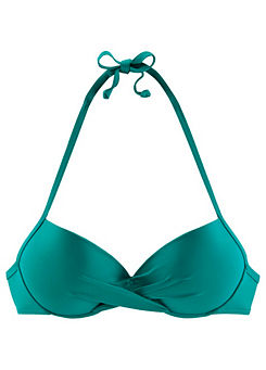 Turquoise Wrap Front Push-Up Bikini Top by s.Oliver