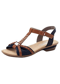 Two-Tone Look Velcro Strap Sandals by Rieker