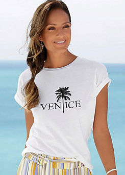 White Crew Neck Top by Venice Beach