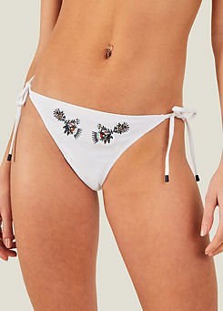 White Fan Embellished Bikini Bottoms by Accessorize