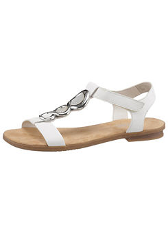 White Jewel Embellished Flat Sandals by Rieker
