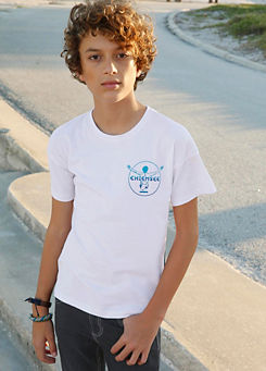 White Kids Logo Print T-Shirt by Chiemsee