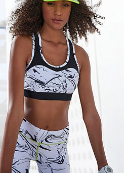 White Print Sports Crop Top by active by LASCANA