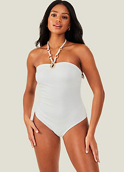 White Ring Halter Neck Swimsuit by Accessorize