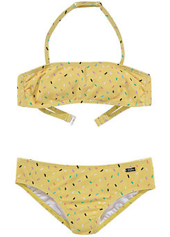 Yellow Print Kids Bandeau Bikini Set by Buffalo