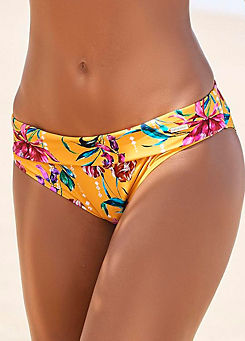 Yellow Print Modern Turn-Up Waistband Bikini Briefs by Sunseeker