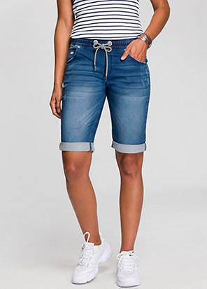 womens denim jogger shorts