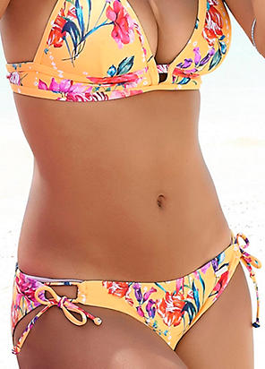 Yellow Print Patchwork Floral Print Triangle Bikini Top by sunseeker |  Swimwear365