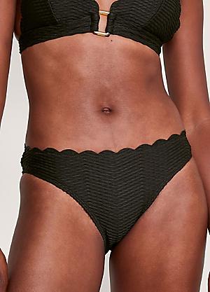Black Print Begoro Hipster Classic Bikini Briefs by DORINA