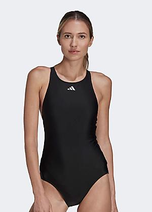 Adidas Big Bars Graphic Swimsuit Black 10 - Womens Swim Swimwear
