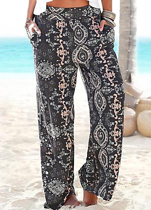 WOMENS LIGHTWEIGHT SUMMER PANTS WITH TIGER PRINT