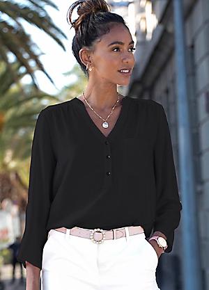 Belted Longline Blouse by LASCANA