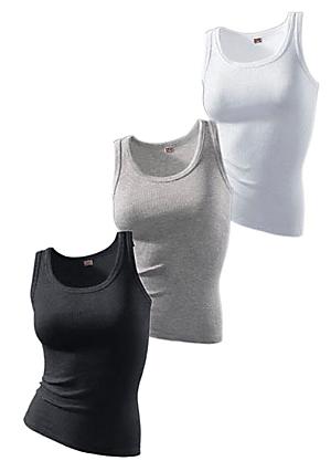 Pack of 3 Fine Rib Spaghetti Strap Vest Tops by H.I.S