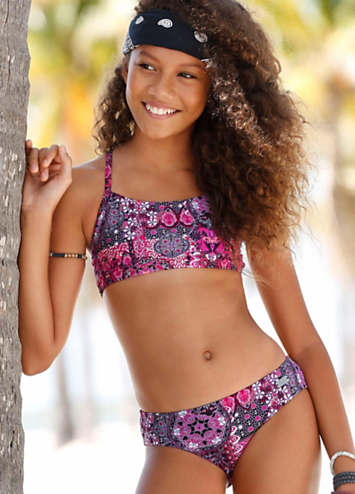Aubergine Print Girls Bustier Bikini by Buffalo | Swimwear365