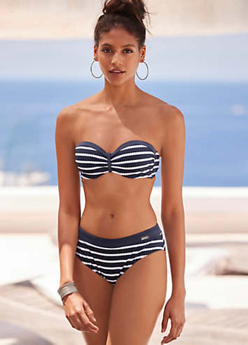 Buy Navy/White Stripe Padded Bandeau Top Printed Bikini from Next