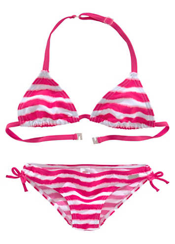 Pink Striped Girls Triangle Bikini by Buffalo Swimwear365 