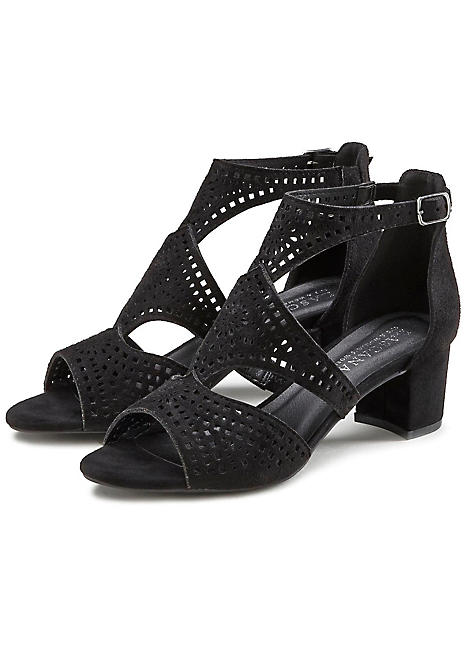 block heel cut out sandals