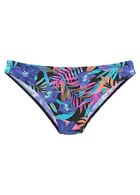 Black Floral ’Pitch’ High Leg Print Bikini Briefs by Bench | Swimwear365