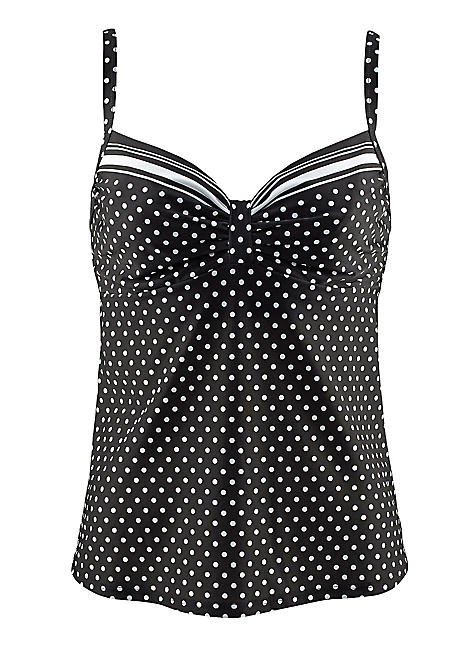 Black Polka Dot Dot Underwired Shaper Tankini Top by LASCANA | Swimwear365