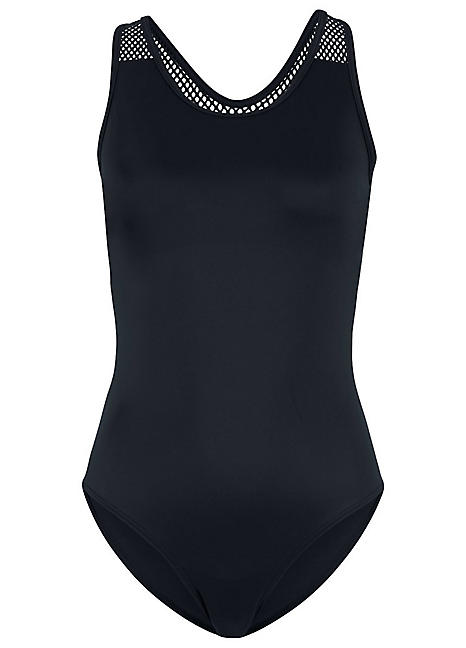 Black Racer Back Swimsuit by bpc bonprix collection | Swimwear365