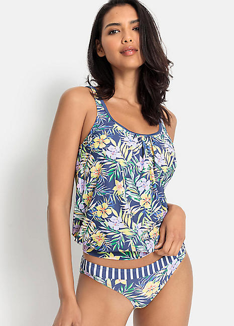 Navy Stripe Shaping Blouson Tankini Set by LASCANA | Swimwear365