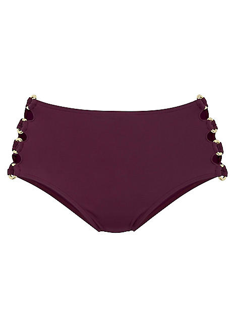 Burgundy ’Italy’ High Waisted Bikini Briefs by LASCANA | Swimwear365
