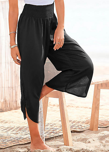 Black Print Beach Trousers by LASCANA
