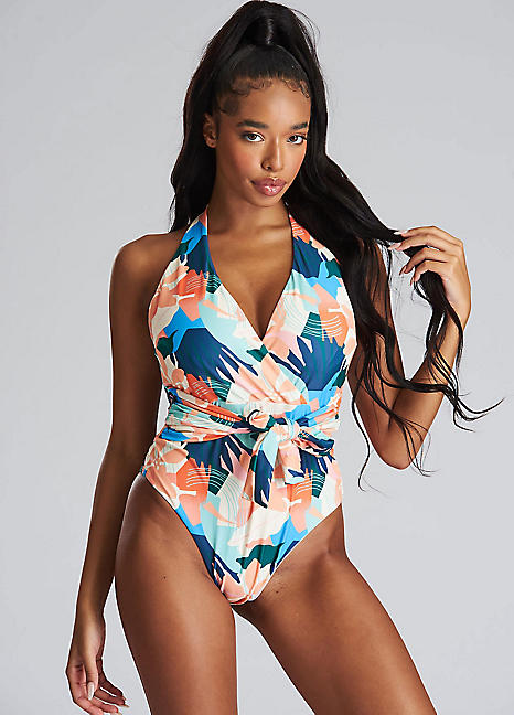 Tie Floral One-Piece Swimsuit