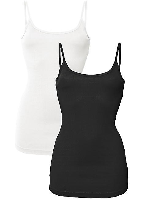 Pack of 3 Fine Rib Spaghetti Strap Vest Tops by H.I.S