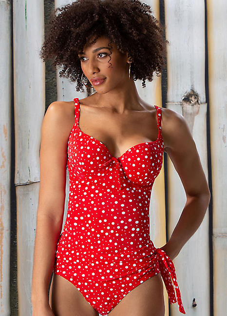 pour moi red swimsuit