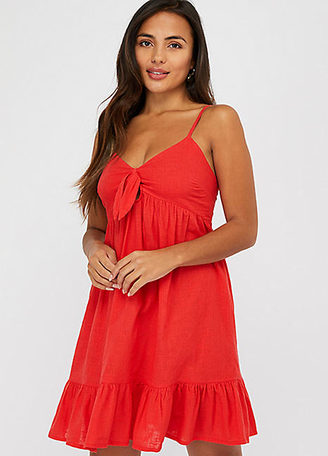 Red Tie Front Mini Dress by Accessorize