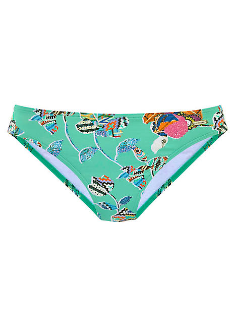 Turquoise Floral Print Bikini Bottoms by Sunseeker | Swimwear365