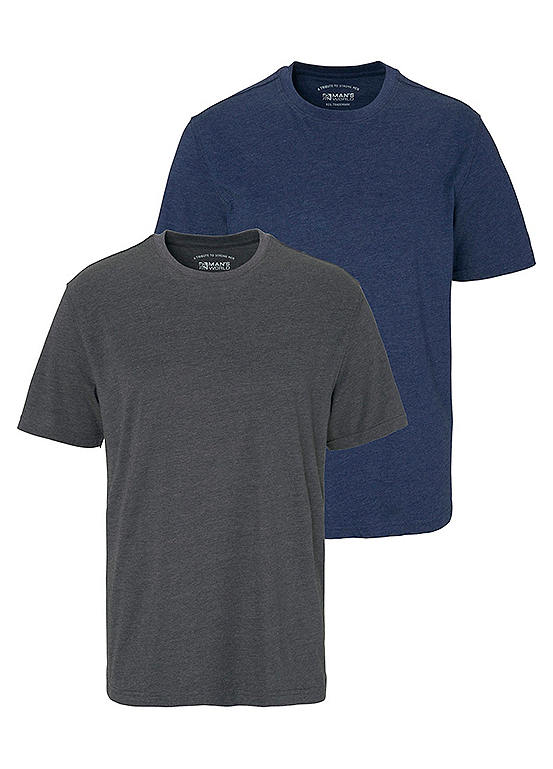 Anthracite Marl & Blue Marl Pack of 2 Round-Neck T-Shirts by Man’s World