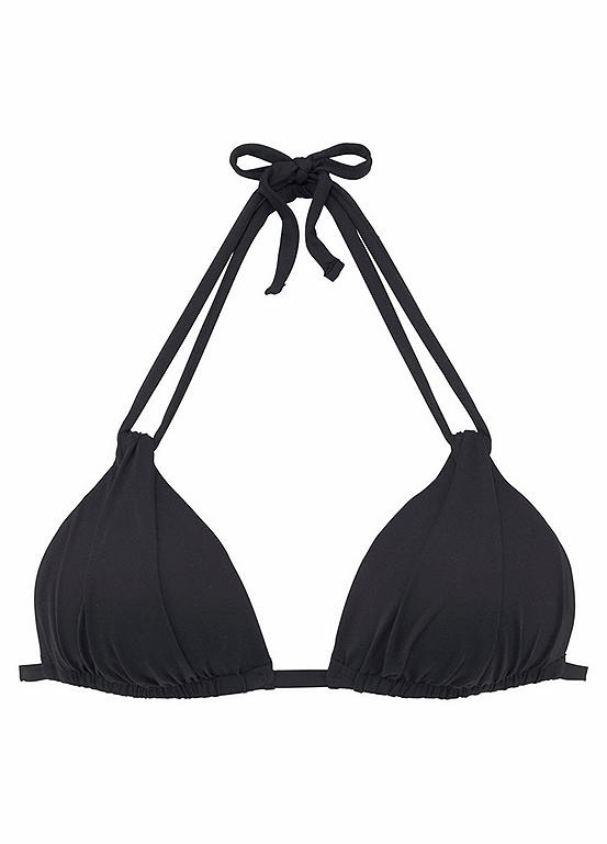 Black Adjustable Double Strap Triangle Bikini Top by s.Oliver