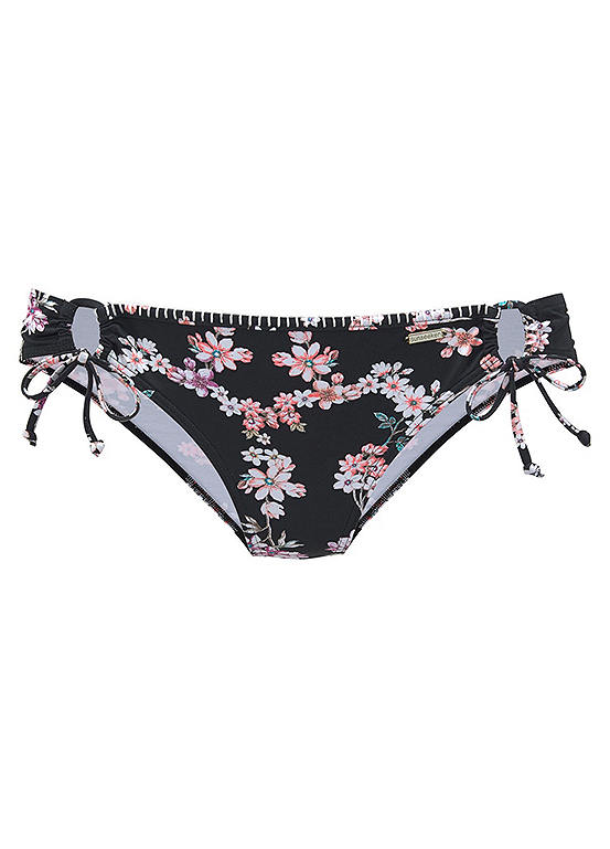 Black Print ’Ditsy’ Side Tie Bikini Briefs by sunseeker | Swimwear365