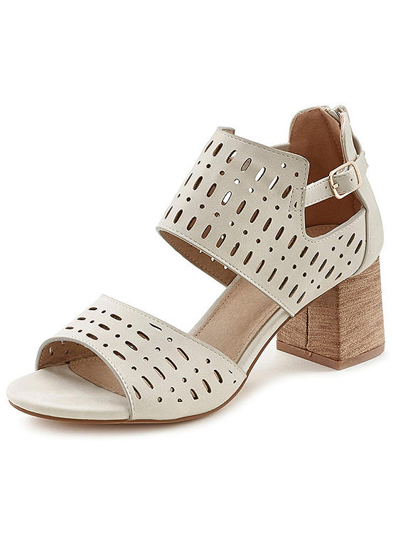 Block Heel Cut-Out Sandals by LASCANA