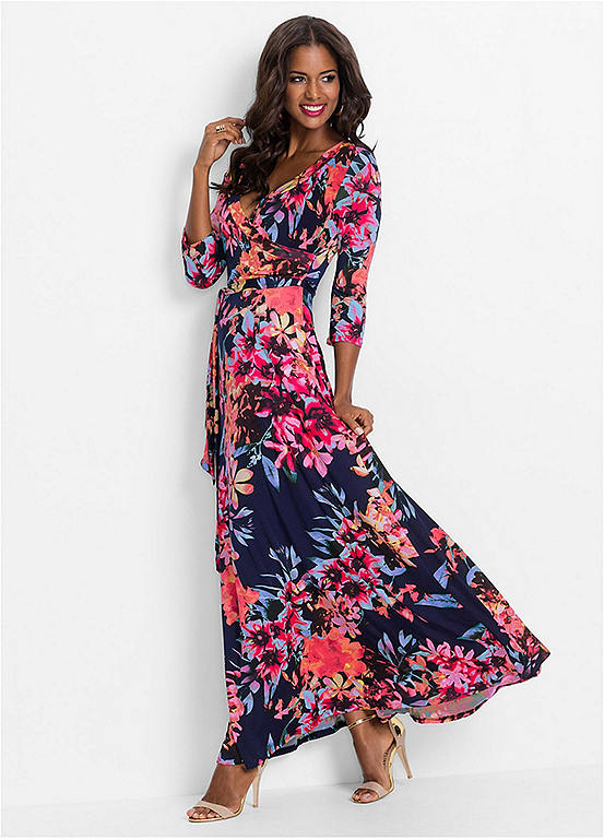 Blue Multi Floral Maxi Dress by BODYFLIRT boutique