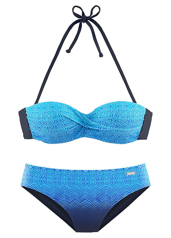 Blue Underwired Bandeau Bikini by LASCANA
