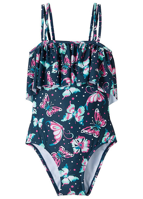 Dark Blue Butterfly Print Swimsuit by bonprix